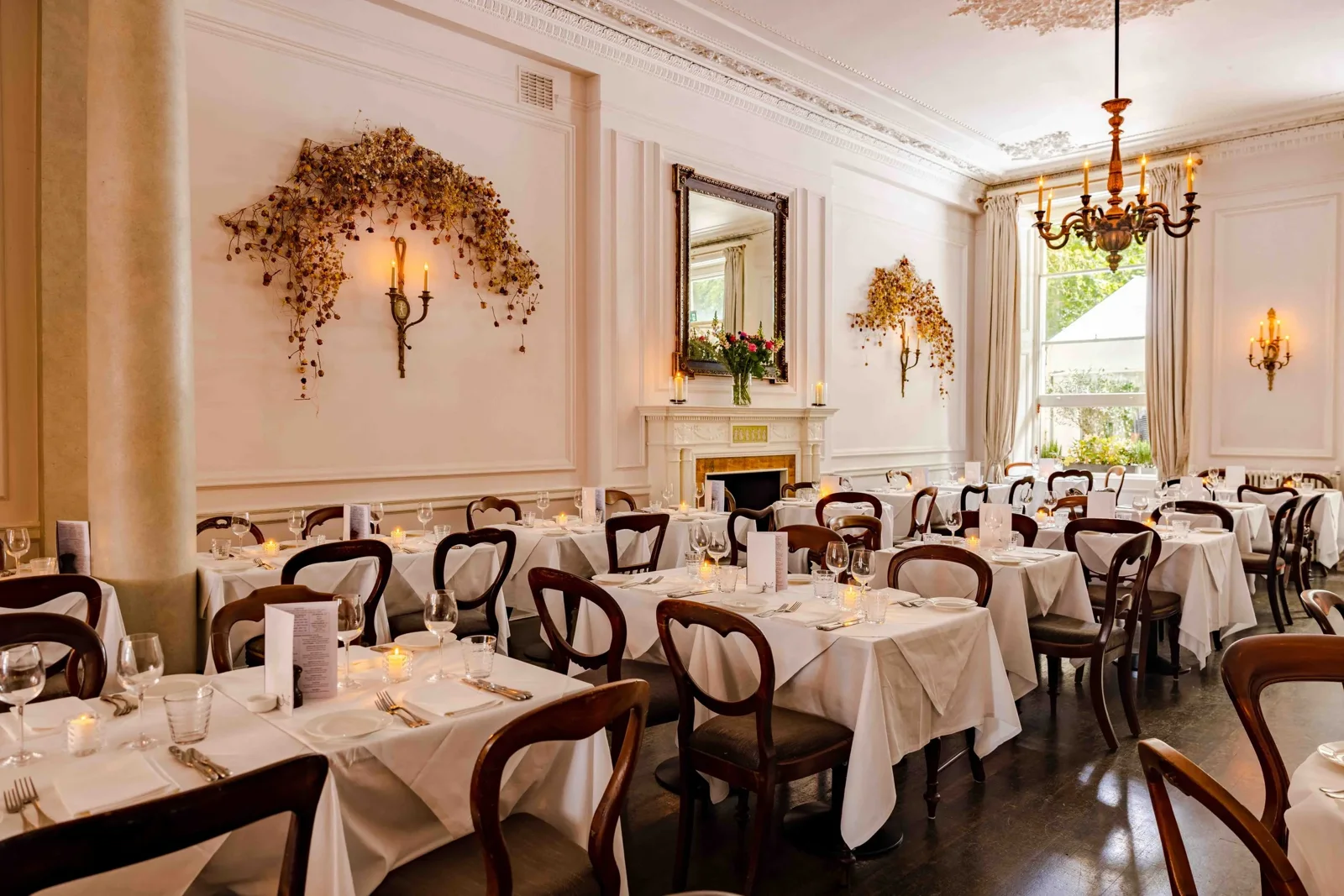 Dining room at Ognisko on Exhibition Road, London